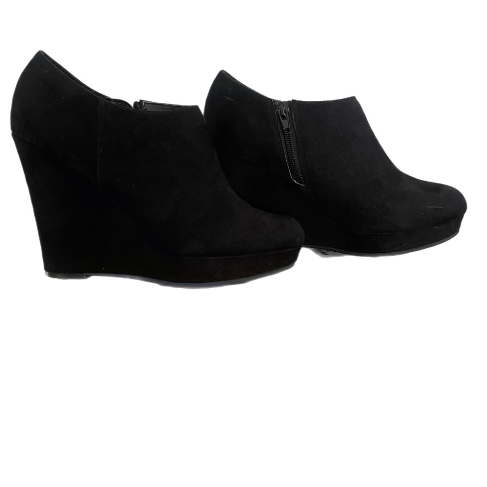 Xappeal Black Suede Wedge Booties